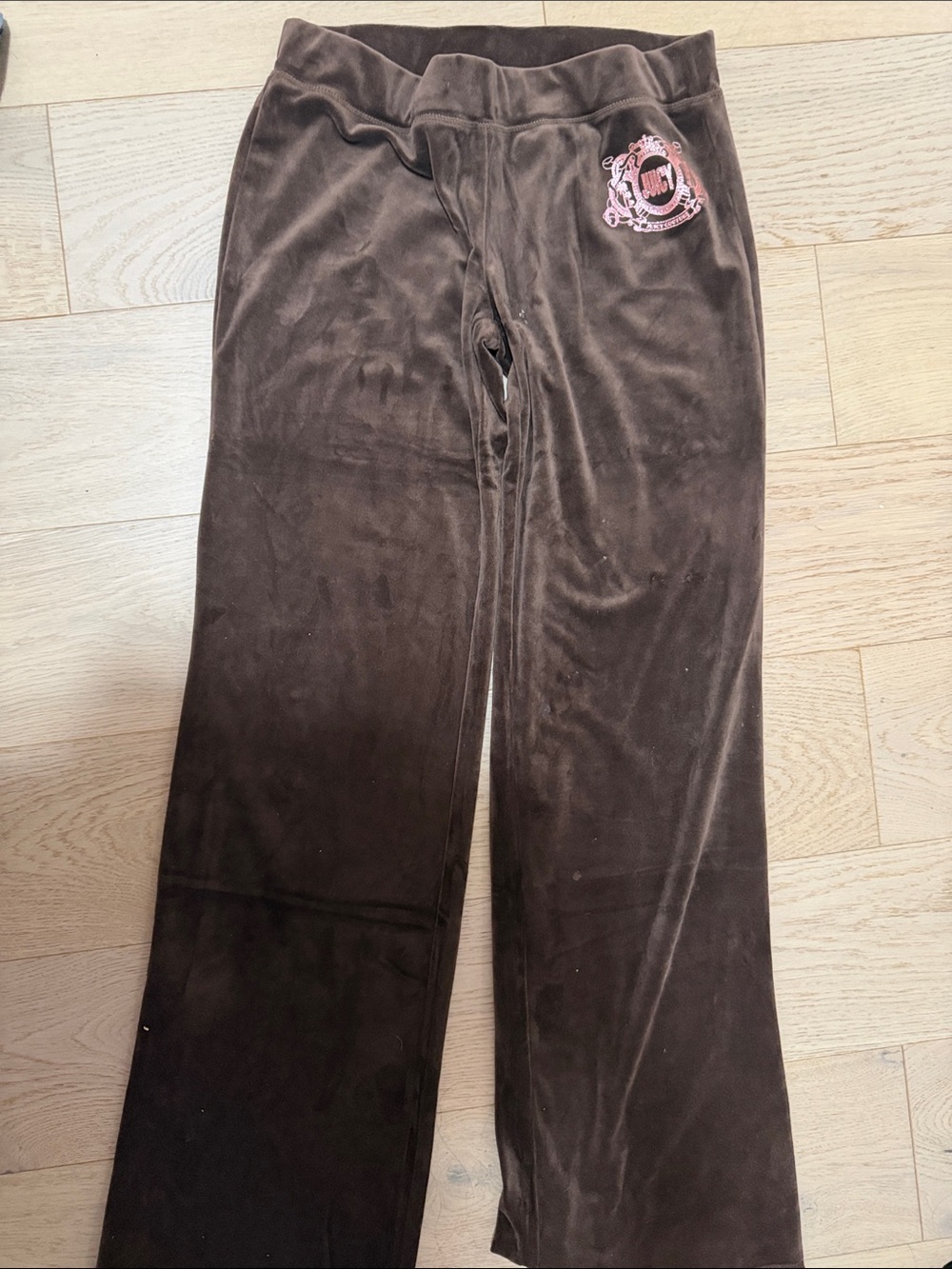 Juicy Couture Velour Track Pants Brown Wide Leg y2k style